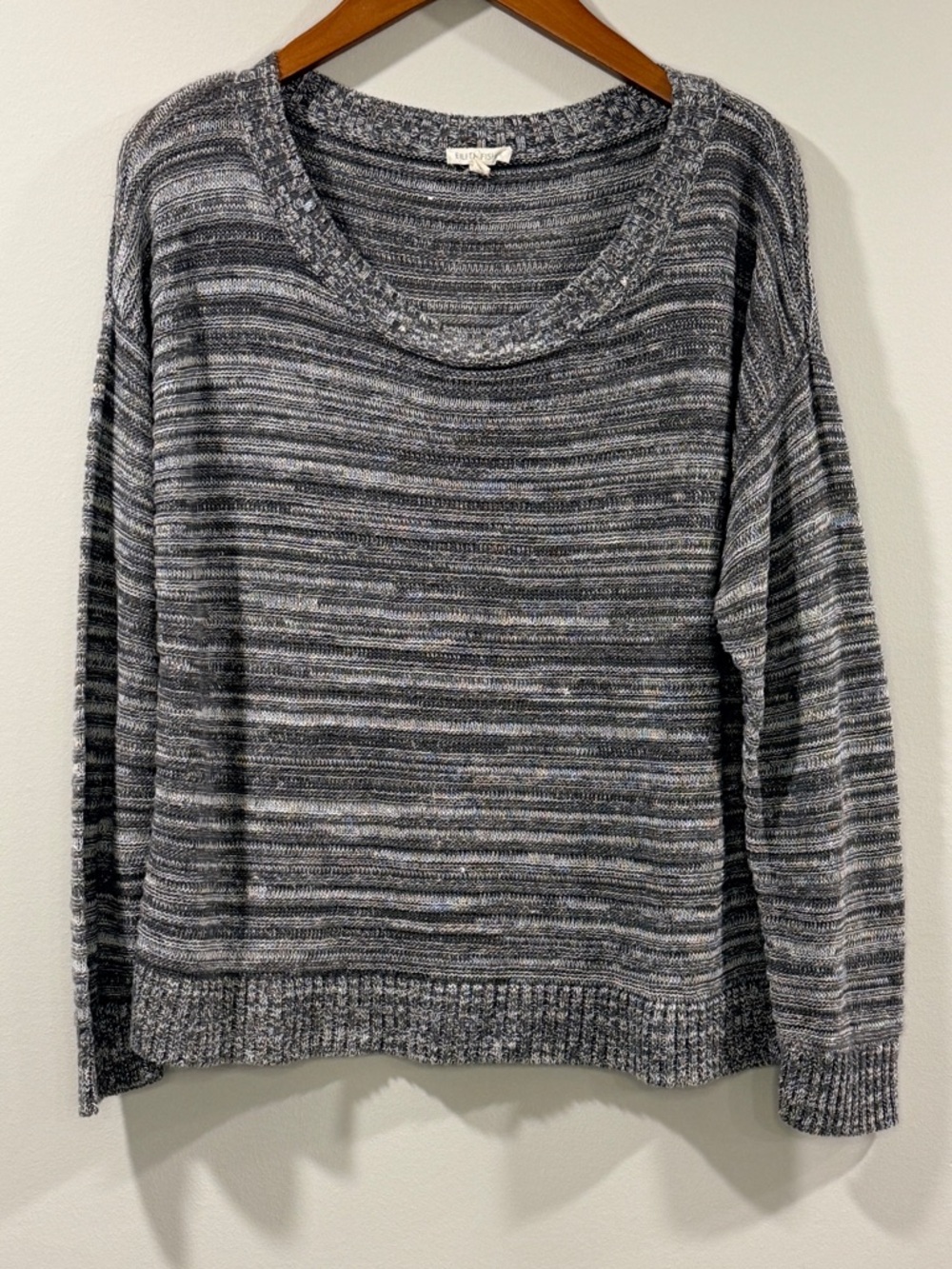 Eileen Fisher Women's Gray Marled Crewneck Linen Knit Sweater Size XL